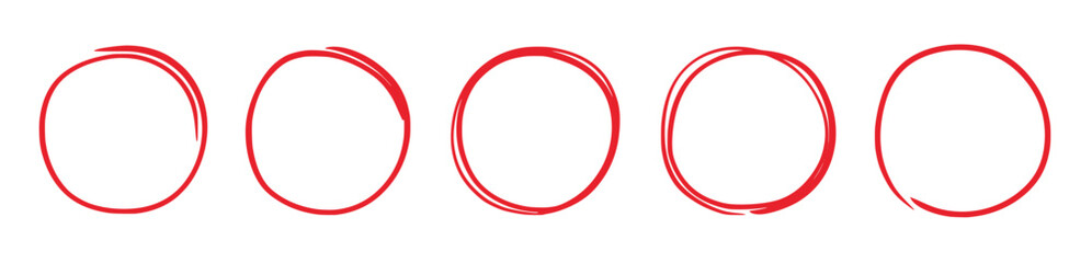 Hand drawn red marker round frame Hand drawn marker stroke style doodle red circle frame