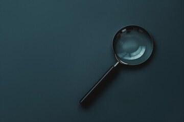 Black Magnifying Glass on Teal Background