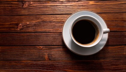 Overhead view of a coffee cup on a cozy blanket.