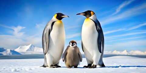 Obraz premium Emperor Penguin Family in the Antarctic.