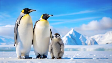 Penguin Family in the Antarctic.