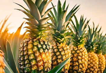 Fototapeta premium Ripe Pineapples in a Plantation.