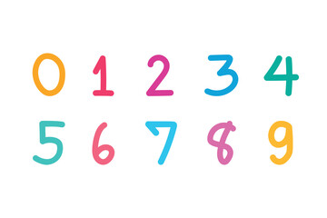 Set of number 0-9 hand drawn. Vector illustration