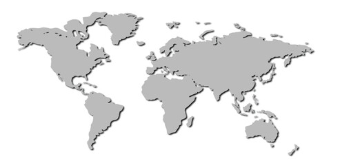  Vector 3D World Map, Monochrome, Background Template