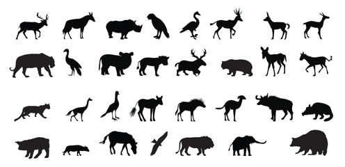 Animal silhouette doodles Vector