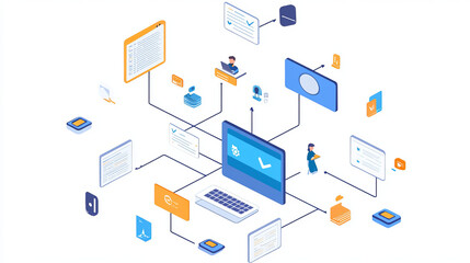 CRM system, Customer Interaction Tracking: A CRM system interface displaying recent customer interactions, including emails, calls, and meetings. The screen shows detailed notes and follow-up tasks 