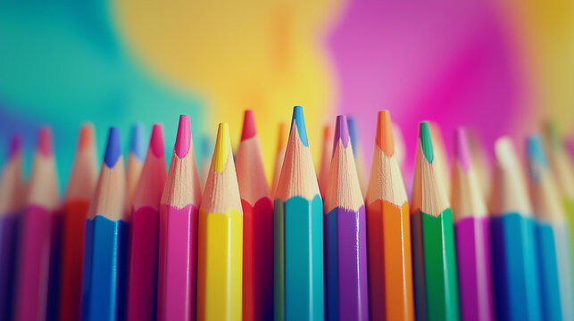 Crayons color&eacute;s en disposition artistique