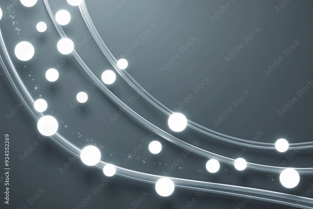 Poster illuminated bright white dots and streams on a smooth abstract background