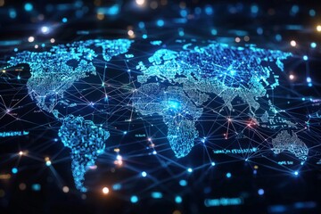 Global Digital Business Network Connection Illustration created with Generative AI
