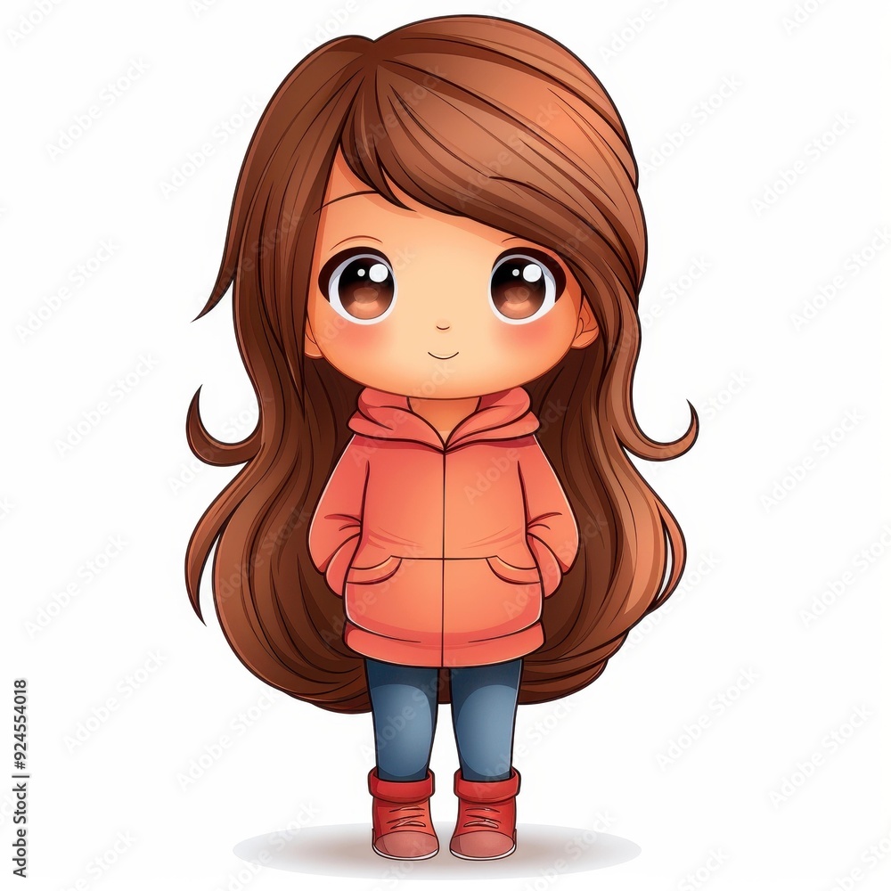 Canvas Prints adorable chibi girl with big eyes and a cheerful smile, bringing joy to all who see her cute charm a