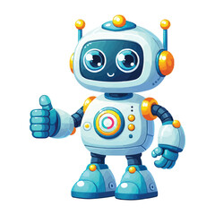 Fototapeta premium Vector Cute cartoon robot Thumbs up