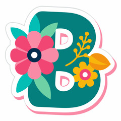 floral typography B with flowers and leaves integrated into the letters