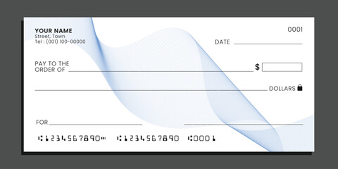 Modern blank bank cheque check voucher mockup template. Vector