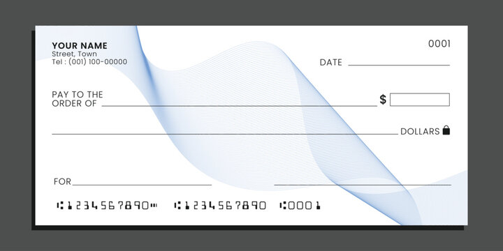 Modern blank bank cheque check voucher mockup template. Vector