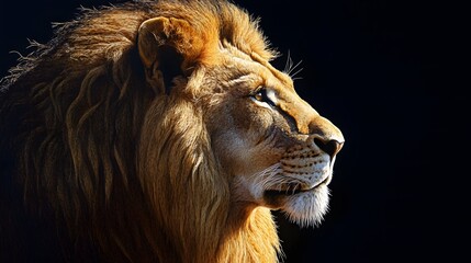 Fototapeta premium 黒い背景とライオン
