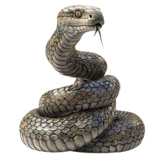 Fototapeta premium A detailed illustration of a coiled snake, isolated on white background, transparent background