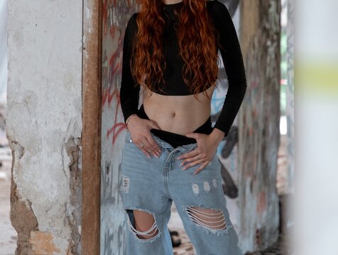 mujer, moda, muro, modelaje, persona, negro, naturaleza, ropa, vaqueros, vaquero, pelo, mujer, chica