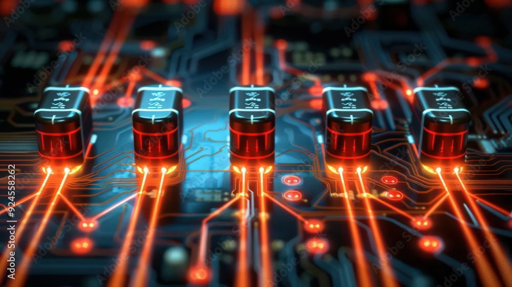 Poster illustration of a bridge rectifier circuit, depicting how four diodes convert ac voltage to a pulsat