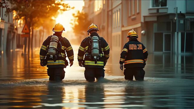 Emergency services responding to a natural disaster