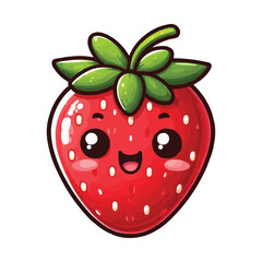 Obraz premium Cute cartoon Strawberry with happy face vector