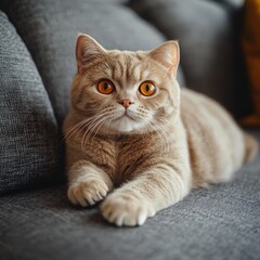 Scottish Fold Cat Relaxing Comfortably at Home