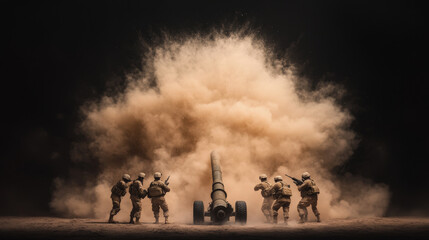 Tactical unit deploying advanced mortar arms in a high-tech operation, highlighting modern military tactics -