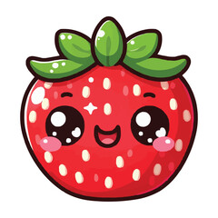 Obraz premium Cute cartoon Strawberry with happy face vector