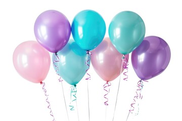 Colorful Pastel Balloons Cluster Against White Background
