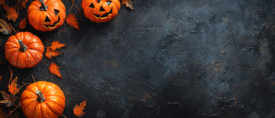 black Halloween-themed background with copy space,
