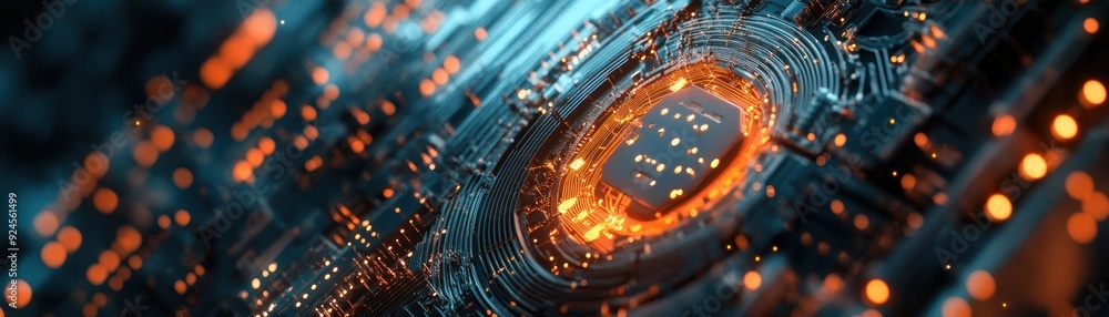 Aufkleber Illuminated Circuit Board with Glowing Processor Chip