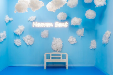 white cotton clouds in the blue room, heaven sent