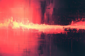 Noise texture. Screen glitch. Red gradient color analog tv monitor vibration pattern glowing curve effect pixel stripe grunge abstract background, Generative AI