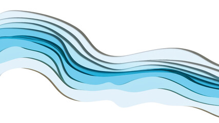 青と白の波状レイヤーが描く抽象的デザインアート