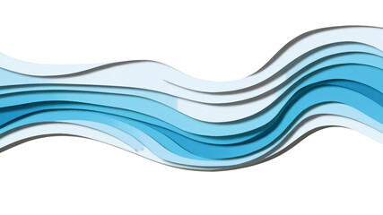 青と白の波状レイヤーが描く抽象的デザインアート