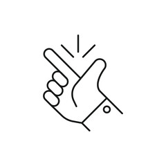 easy icon, finger snapping line sign - editable stroke vector illustration