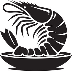 Shrimp dish Silhouette isolated on white background Minimalist crayfish vector shape