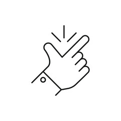 thin line snap finger like easy logo. concept of female or male make flicking fingers and popular gesturing. linear abstract trend simple okey logotype graphic design isolated on white background