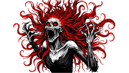 Gothic Red-Haired Warrior: Sun Summoner Tattoo