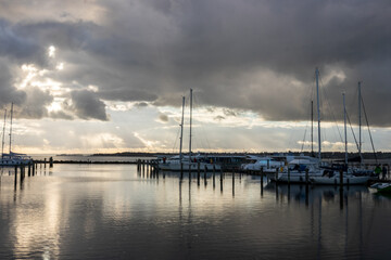 marina at sunset