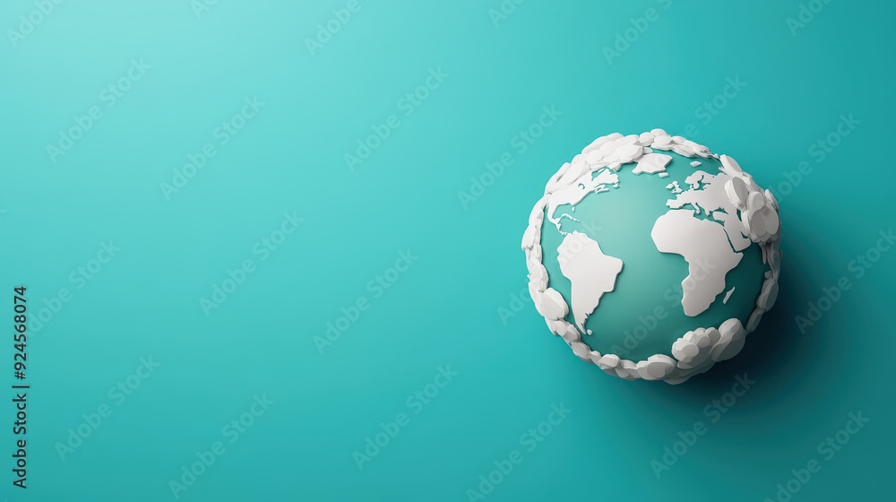 Poster a 3d search engine globe with swirling search queries around it, representing the dynamic nature of 