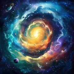 Obraz premium Cosmic Swirl: A Celestial Dance of Color and Light