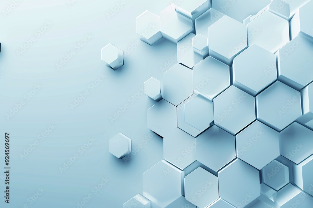 Poster a 3d background with interlocking hexagonal patterns, creating a sense of complexity and structure. 