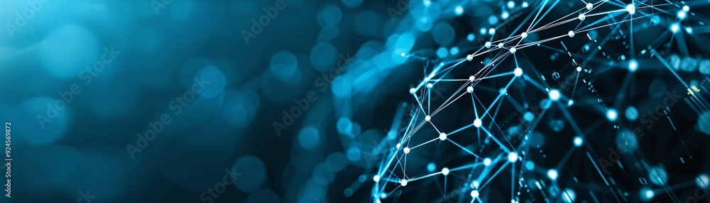 Poster a futuristic 3d background with interconnected digital grids and nodes, symbolizing technology and i