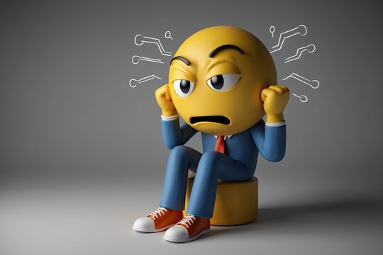 Pensive Three-Dimensional Emoticon Wrestling with Thoughts and Expressions