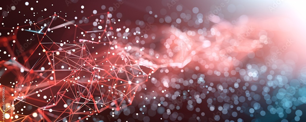 Poster an abstract 3d background with a mesh of interconnected lines and points, symbolizing digital networ