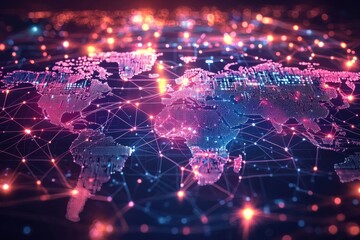 Obraz premium Global Digital Business Network Connection Illustration created with Generative AI