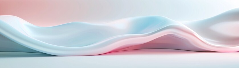 Obraz premium A minimalistic 3D scene with soft, flowing shapes and a gentle gradient background. Ample copy space is provided at the bottom.