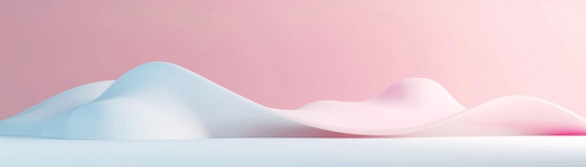 A minimalistic 3D scene with soft, flowing shapes and a gentle gradient background. Ample copy space is provided at the bottom.