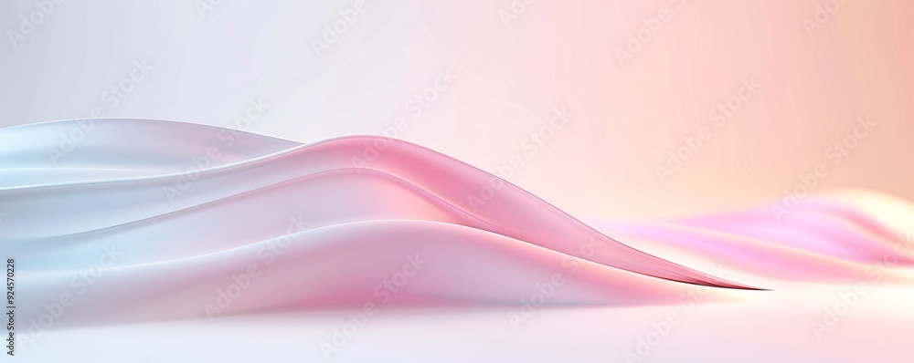 Poster a minimalistic 3d background with soft, undulating waves and gradients. the composition offers plent