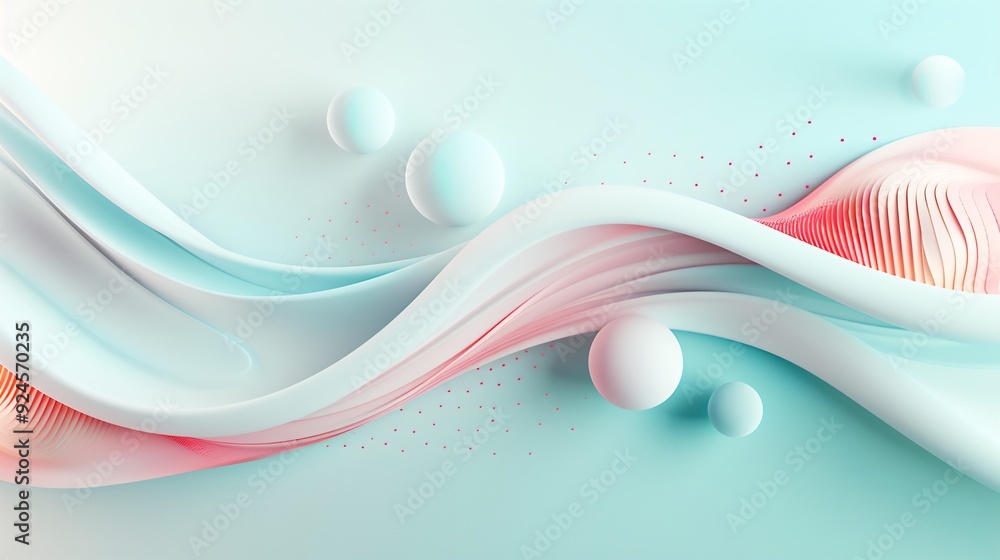 Poster an abstract 3d background featuring a series of geometric shapes and flowing lines, creating a dynam